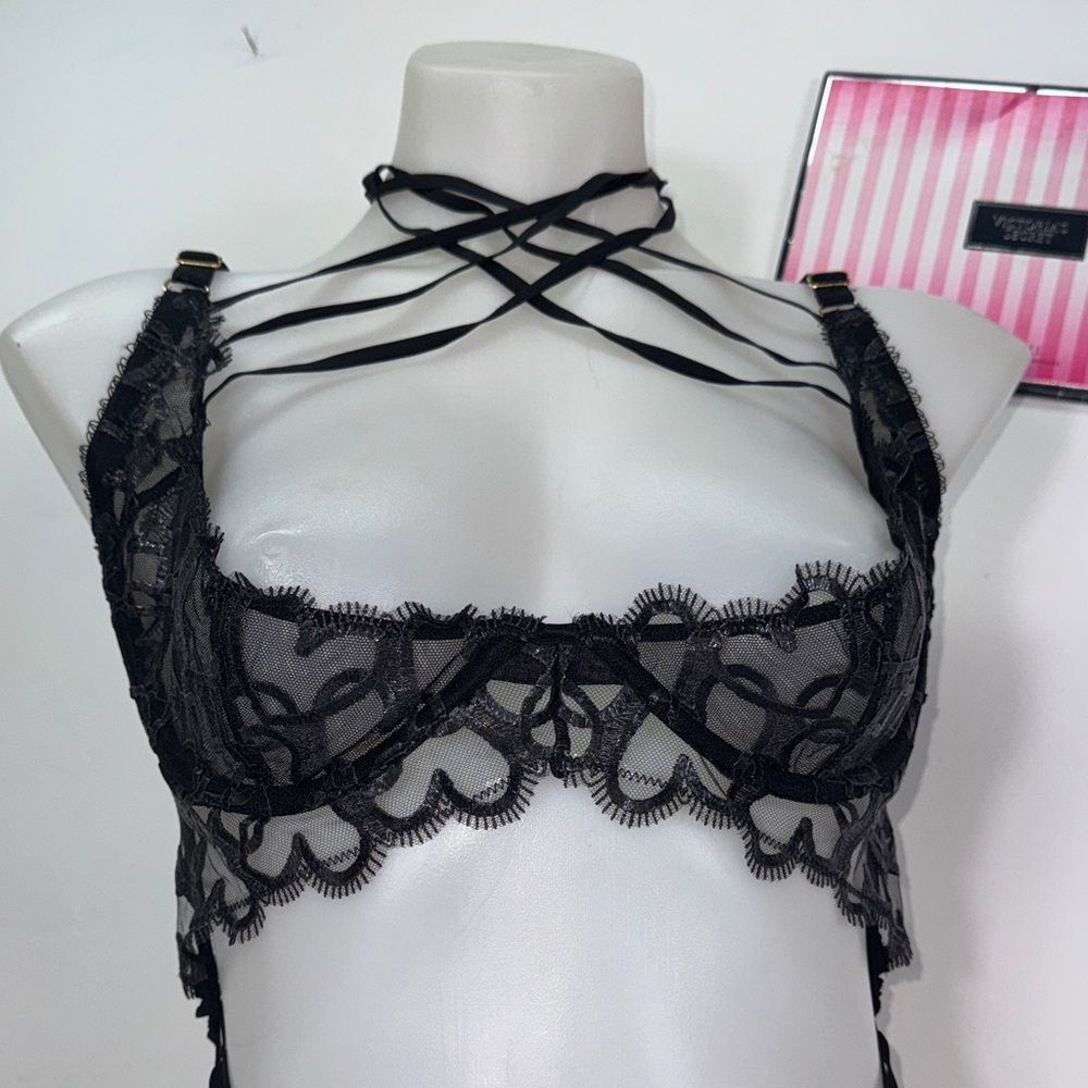 đ„Victoria'sâSecret Black Strappy Lace Chemise Teddy lingerie Sz XL NWT - Picture 2 of 5